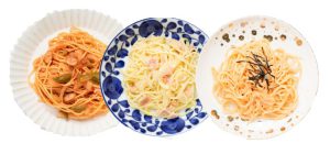 ナポリタン、カルボナーラ、明太子スパゲッティー3つのメニューが2食ずつ。合計6食のセットです。